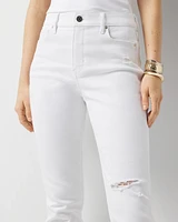 Petite High-Rise Distressed Straight Jeans