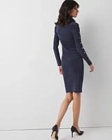 Chenille Button Trim Sweater Dress