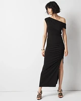 Petite One-Shoulder Ruched Maxi Dress