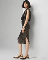 Sequin Ruched Midi Dress