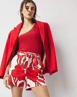 High-Rise Floral Satin Short