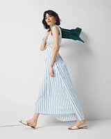 Petite Striped Cotton Midi Dress