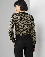 Metallic Jacquard Cardigan Sweater