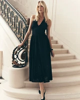 Eyelet Halter Midi Dress