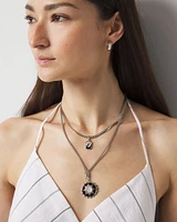 Silver Onyx Charm Necklace