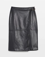 Faux Leather Wrap Skirt