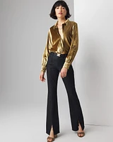High-Rise Sculpt Skinny Flare Ankle-Slit Jeans