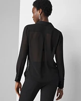 Velvet & Chiffon Tuxedo Shirt