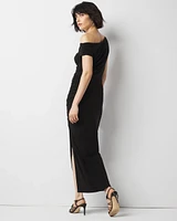 Petite One-Shoulder Ruched Maxi Dress