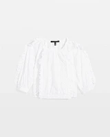 Petite Eyelet & Ruffle Blouse