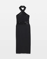 Embellished Halter Midi Dress