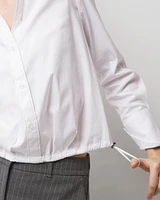 Petite Drawstring Poplin Shirt