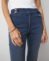 High-Rise Tab Detail Kick Flare Cropped Jean