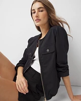 Puff Sleeve Bomber Jacket