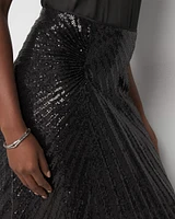 Sequin Pleated Asymmetrical Skirt