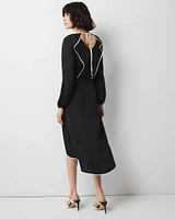 Petite Contrast Ruffle Midi Dress