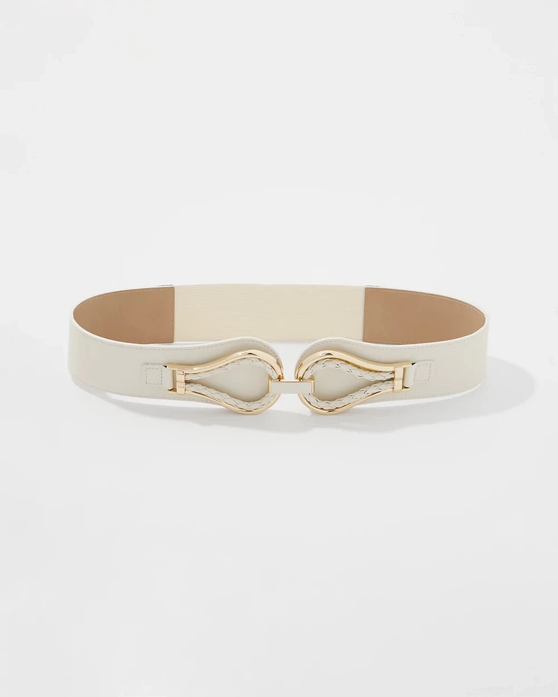 Faux Leather Braided Stretch Waist Belt