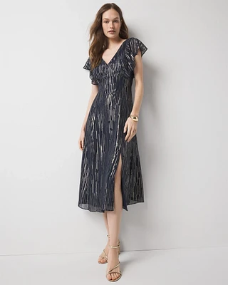 Metallic Clip Midi Slip Dress