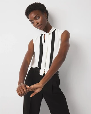 Colorblock Tie-Neck Shell