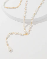 Gold + Pearl Convertible Y Necklace