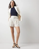 Petite Extra High-Rise Pinstripe Belted Short