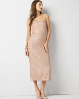 Petite Strapless Sequin Midi Dress