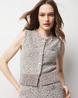 Metallic Tweed Sweater Vest