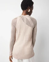 Mesh Cinched Cardigan Sweater