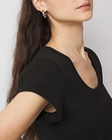 WHBMFORME™ Ribbed Stretch Scoop Neck Tee