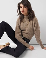 Mock Neck Cable Ribbed Sweater