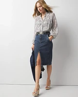 Petite Knee-Length Denim Pencil Skirt