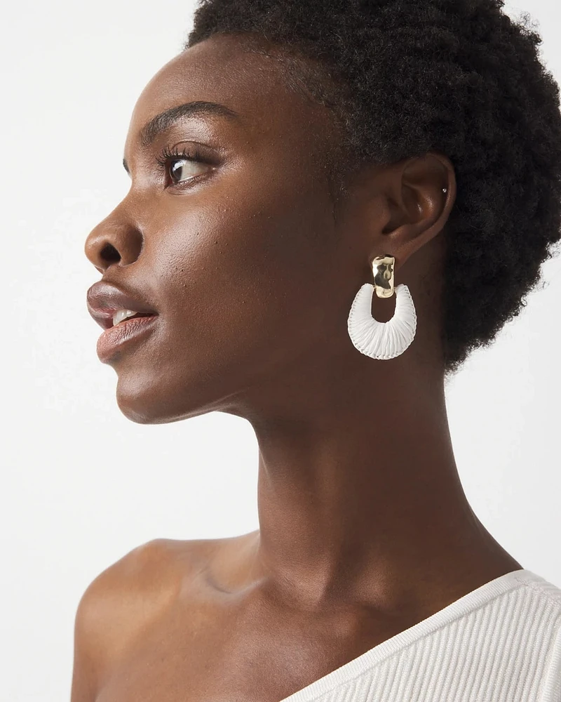 Gold + Ecru Raffia Drop Earrings
