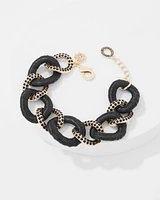 Black Raffia + Crystal Link Bracelet