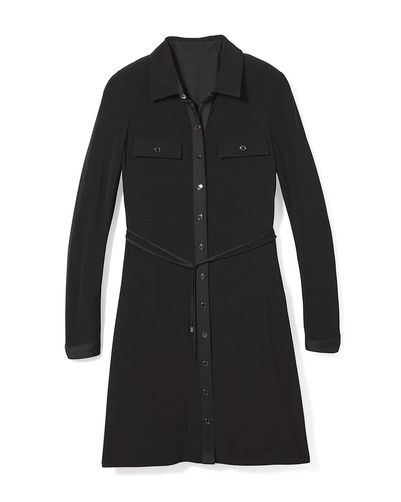 Long-Sleeve Matte Jersey Shirtdress
