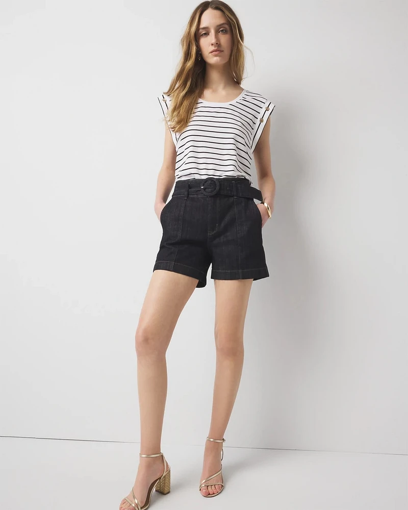 Extra High-Rise Belted Denim Short