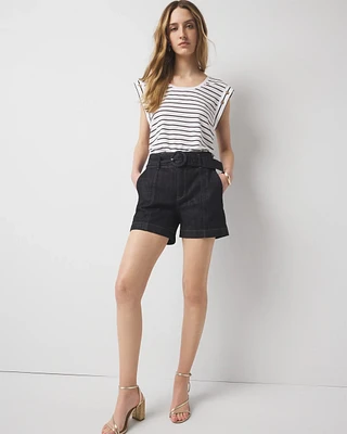Extra High-Rise Belted Denim Short