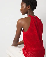 Pointelle Sweater Halter Top