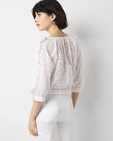 Petite Eyelet & Ruffle Blouse