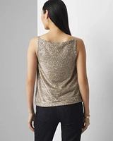Petite Sequin Cowl Neck Cami