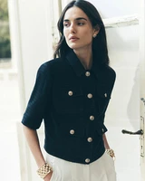 Petite Short-Sleeve Tweed Jacket