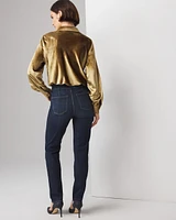 High-Rise Horsebit Slim Jeans