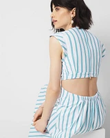 Petite Striped Cotton Midi Dress