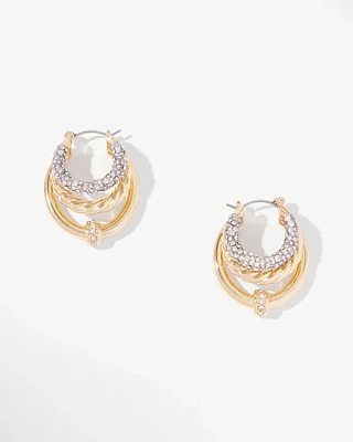 Triple Hoop Mixed Metal Earrings