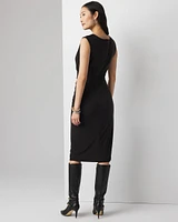 Petite Sleeveless Matte Jersey Cowl Neck Midi Dress