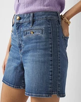 High-Rise Novelty Pocket Denim Short