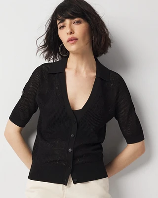 Pointelle Cardigan Sweater
