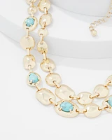 Turquoise + Gold Multistrand Necklace