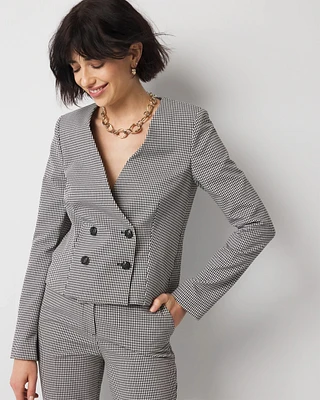 Petite Double-Breasted Gingham Jacket