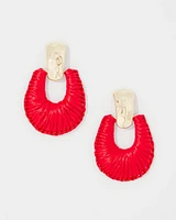 Gold + Red Raffia Drop Earrings
