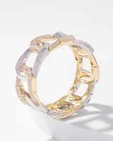 Mixed Metal Pavé Link Stretch Bracelet